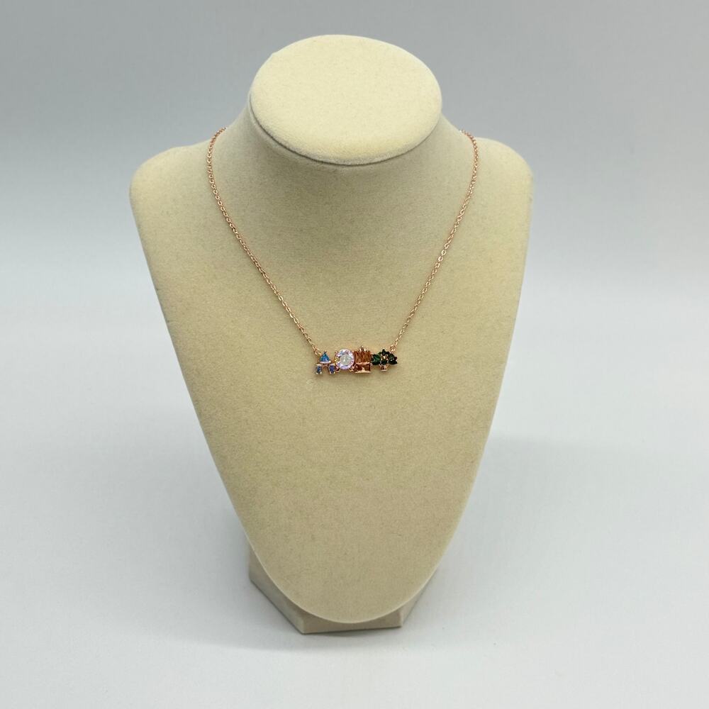 Icon Pendant Park Necklace With Castle Rose Gold